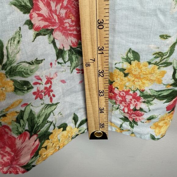 Cynthia Rowley 100% Linen Floral Dress Women 8 Blue Spaghetti Cami Resort Boho - Picture 7 of 8